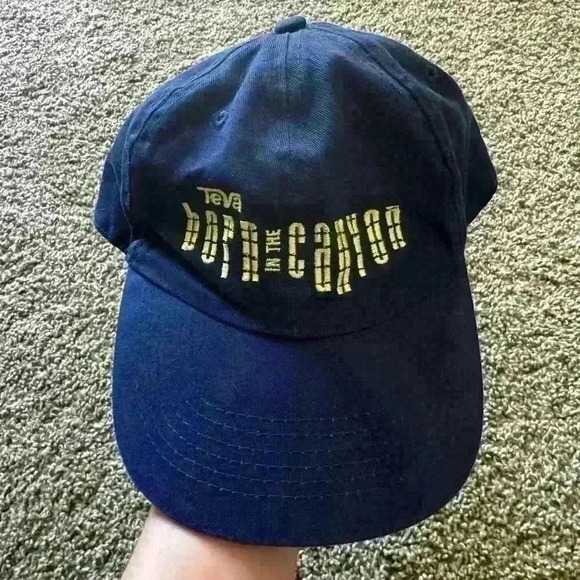 Teva Embroidered Logo Dad Hat Adjustable Patterned Strap Navy - Picture 1 of 3